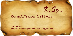 Kormányos Szilvia névjegykártya