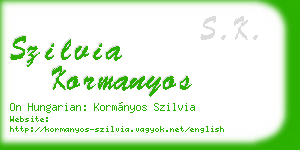 szilvia kormanyos business card
